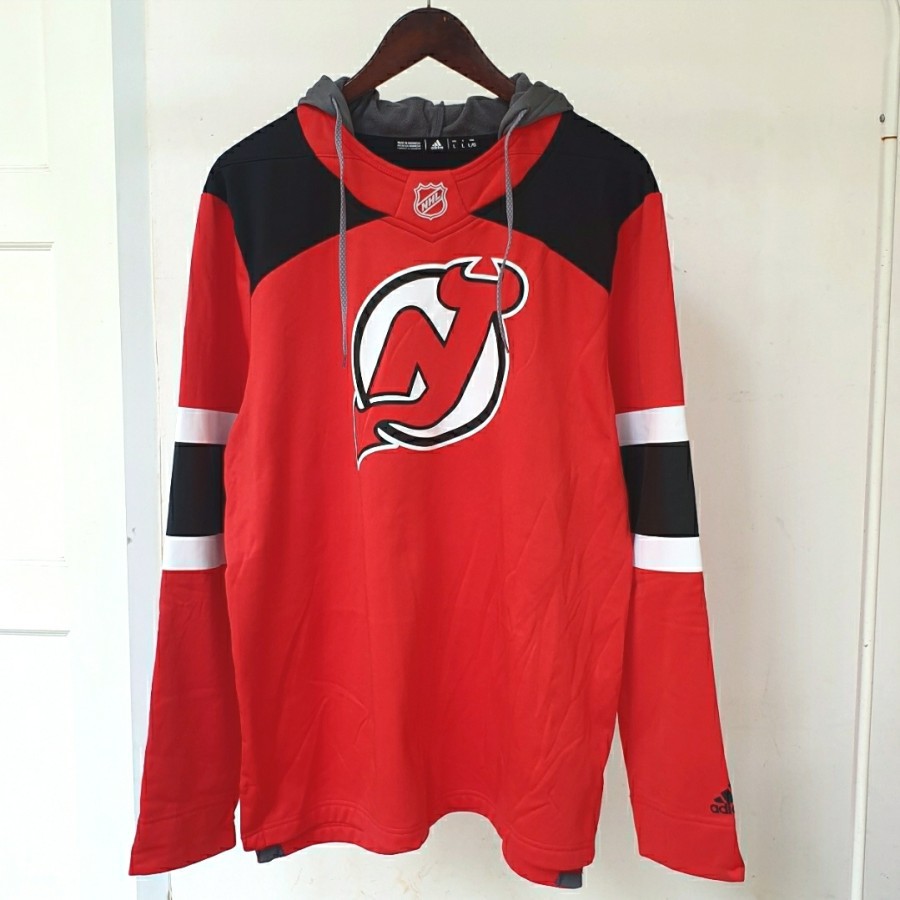 New Jersey Devils Original Red Hoodie NHL Ice Hockey Adidas Jacket Jaket Ori Merah Sweater Hoki Es
