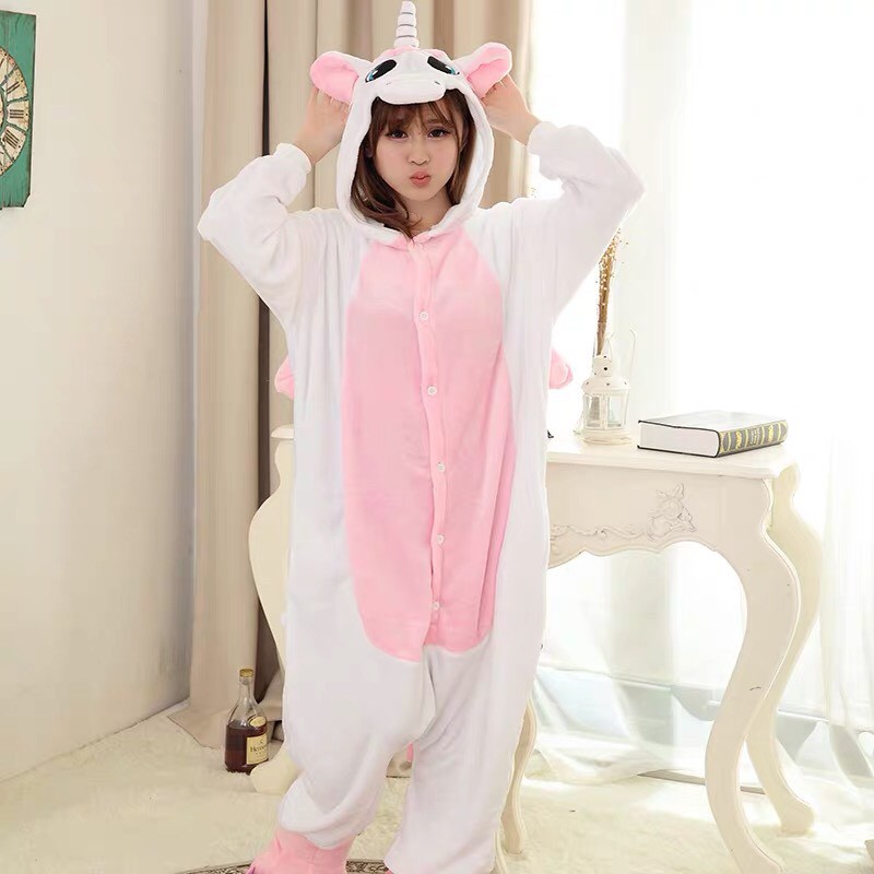 BAJU ONESIE UNICORN WHITE PINK PIYAMA KOSTUM COSPLAY