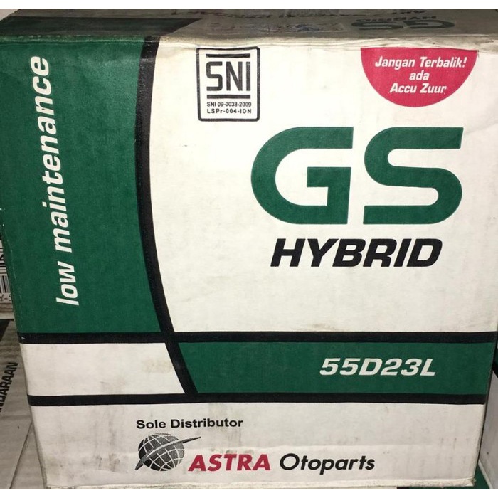 Aki Mobil GS ASTRA type GS HYBRID 55D23L 12V 60AH -80009