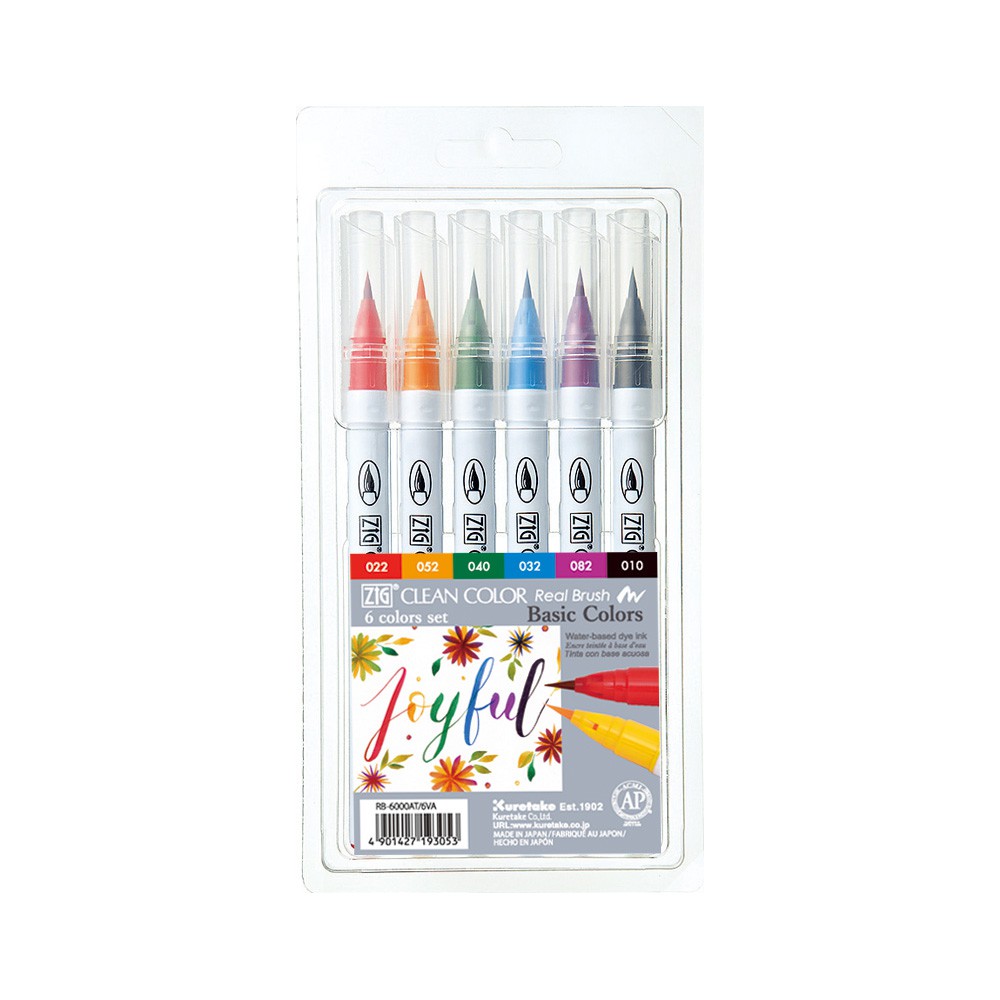 

ZIG CLEAN COLOR BRUSH SET 6 COLOUR (RB-6000AT/6VA)