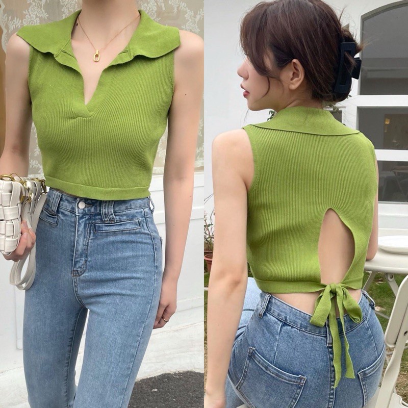 BEFAST - ZEC OOTD Wanita Atasan MIGURE / Arisha Top / Atasan Wanita Terbaru / Atasan Kaos Crop / Kaos Kerah V / Crop Top Santai / Crop Top Polos / OOTD Ala Style Korean