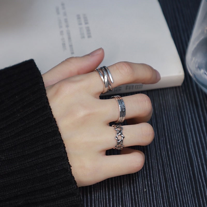 3in1 Cincin Marcella Angka Romawi 3 in 1 Ring Fashion Set Cincin Pria Model Set Cincin  Pria Model A