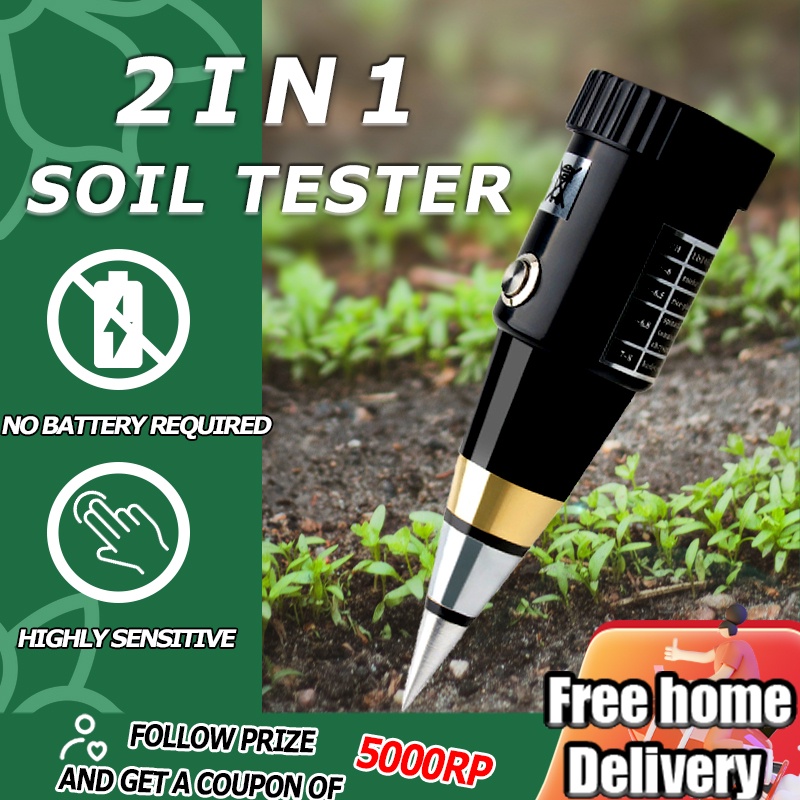 【Ready】 2 in 1 Soil Meter Pengukur PH Tanah Kelembaban Asam Tester Plant  Pen Type Analyzer