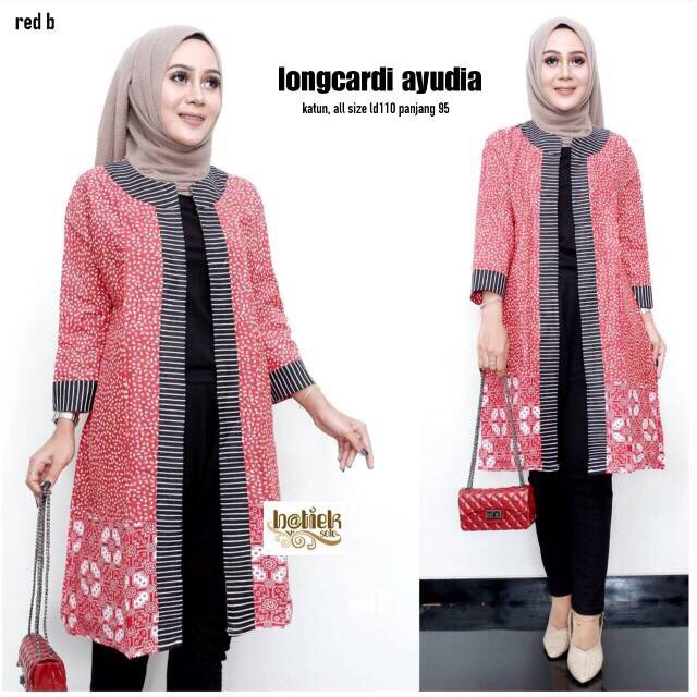 Long Cardi Ayudia Longcardi Outer Longvest Batik Cardigan Kantor Pesta Kondangan Cantik Modern