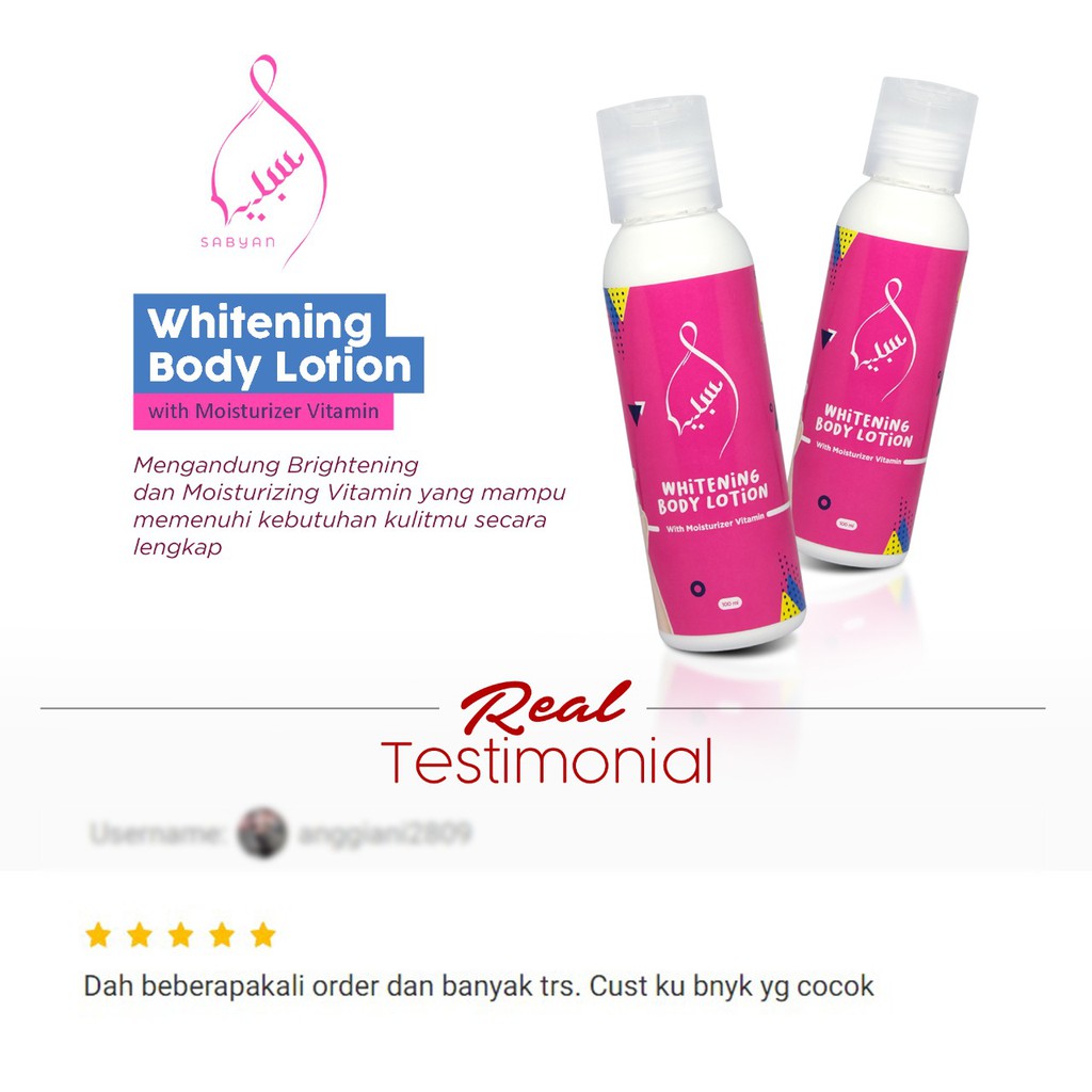 Sabyan whitening body lotion with moisturizer BPOM - lotion bibit pemutih ORI