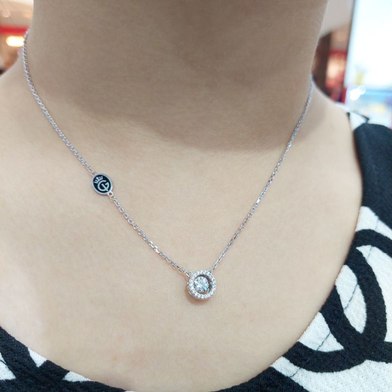 Kalung Dancing stone igun love emas putih asli cantik manis awet