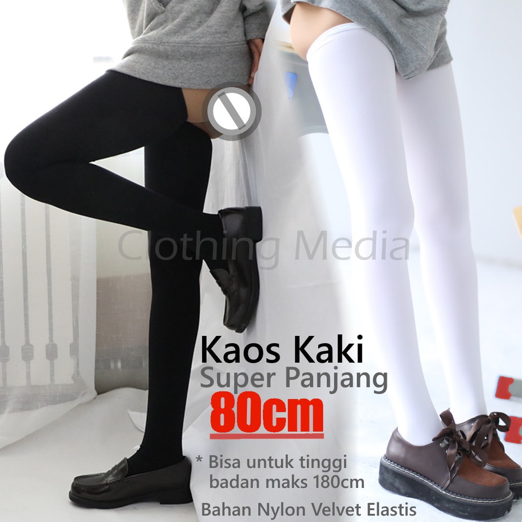 Kaos Kaki Super Panjang 80cm Velvet Elastis Kaus Paha Tinggi Overknee Socks Thigh High