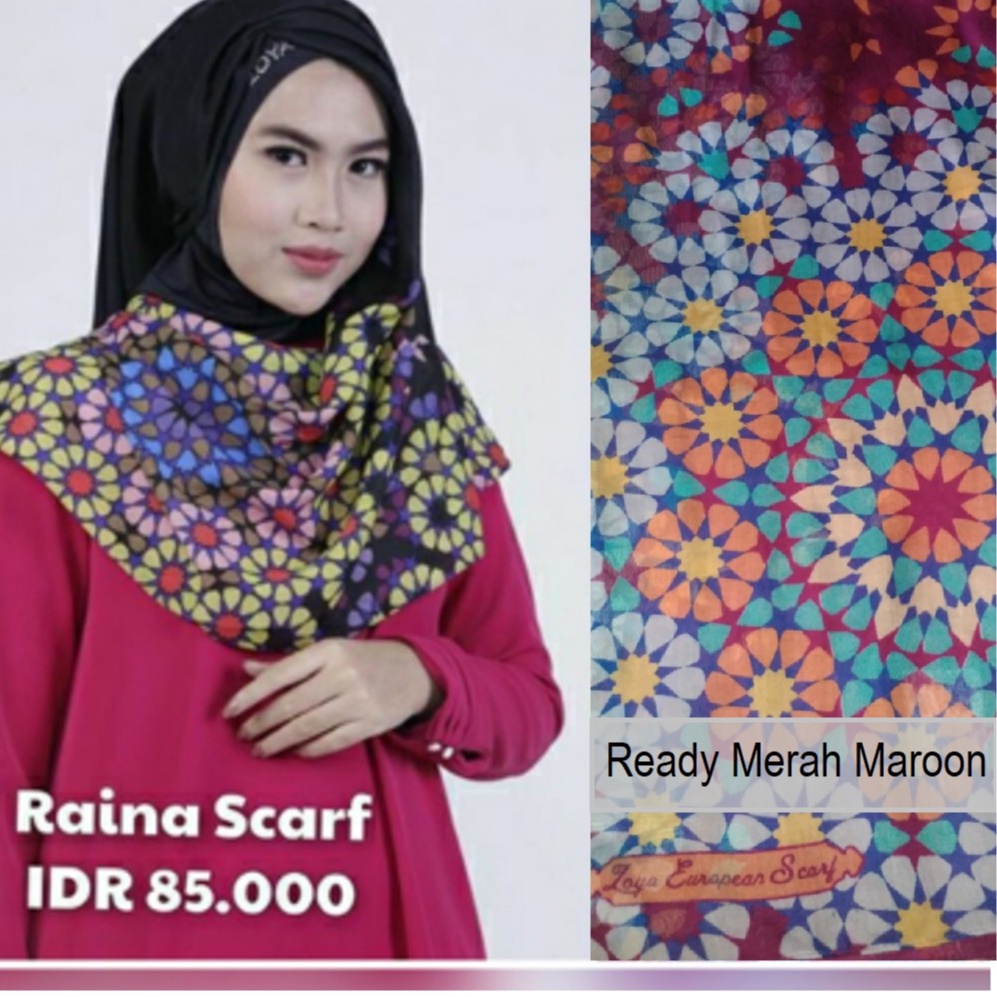 KERUDUNG HIJAB SEGIEMPAT MOTIF  ZOYA RAINA | JILBAB SEGIEMPAT MOTIF / ZOYA SEGIEMPAT MOTIF RAINA PRO