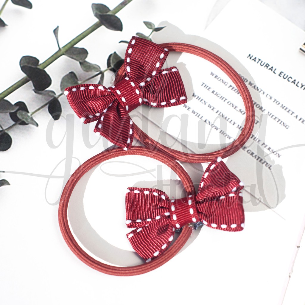 Ikat Rambut Pita Merah Karet Unik Hairband Red Ribbon GH 200054