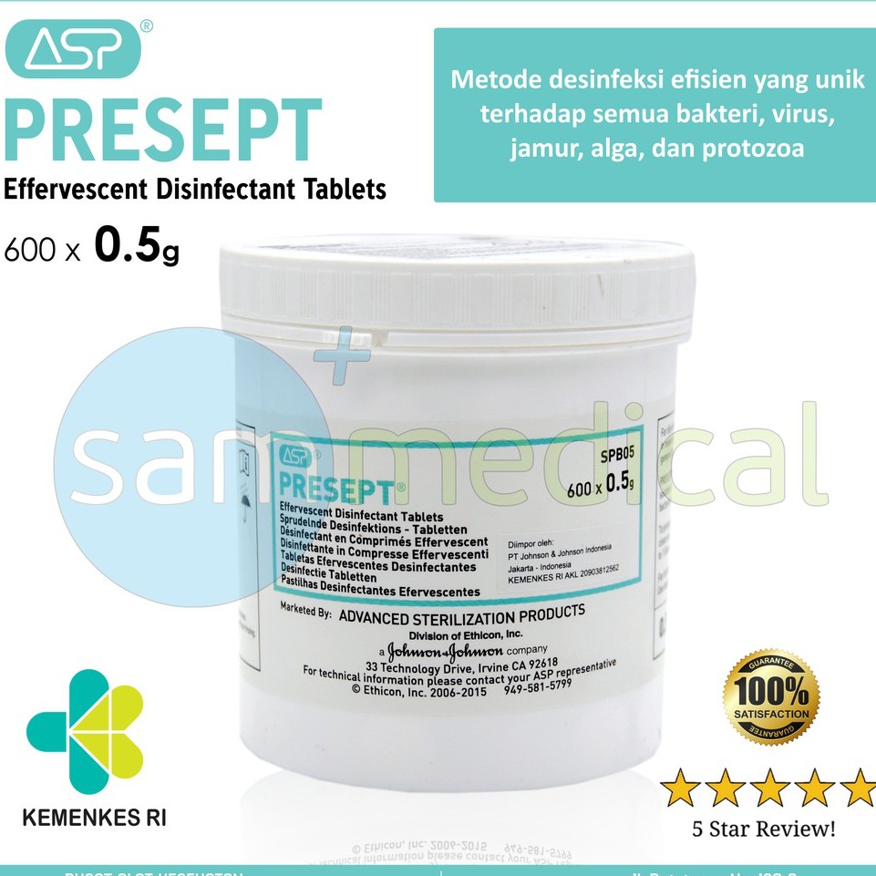 Jual Johnson Johnson Presept Tablet Desinfektan 0 5 Grm 600 Tablet 