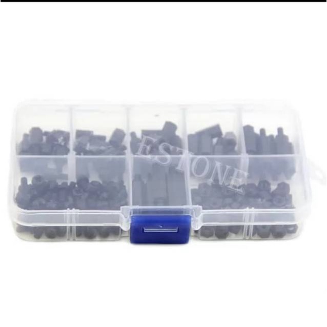 M3 Nylon Spacer Hex Screw nuts Box Set Standoff Baut Komponen PCB