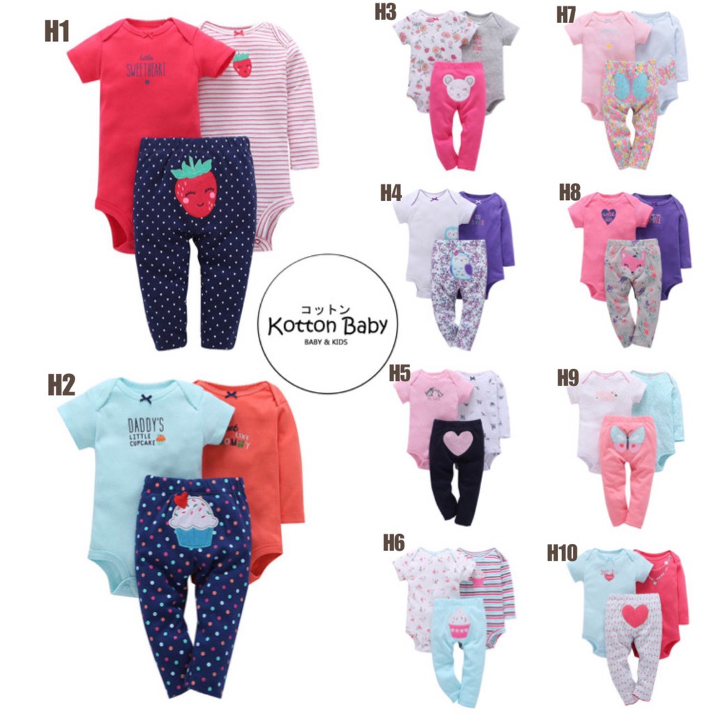 [ISI 3] 3-24bln PAKAIAN BAYI [Kualitas Impor] BAJU ANAK JUMPER JUMPSUIT ROMPER PEREMPUAN Catalog ZF H