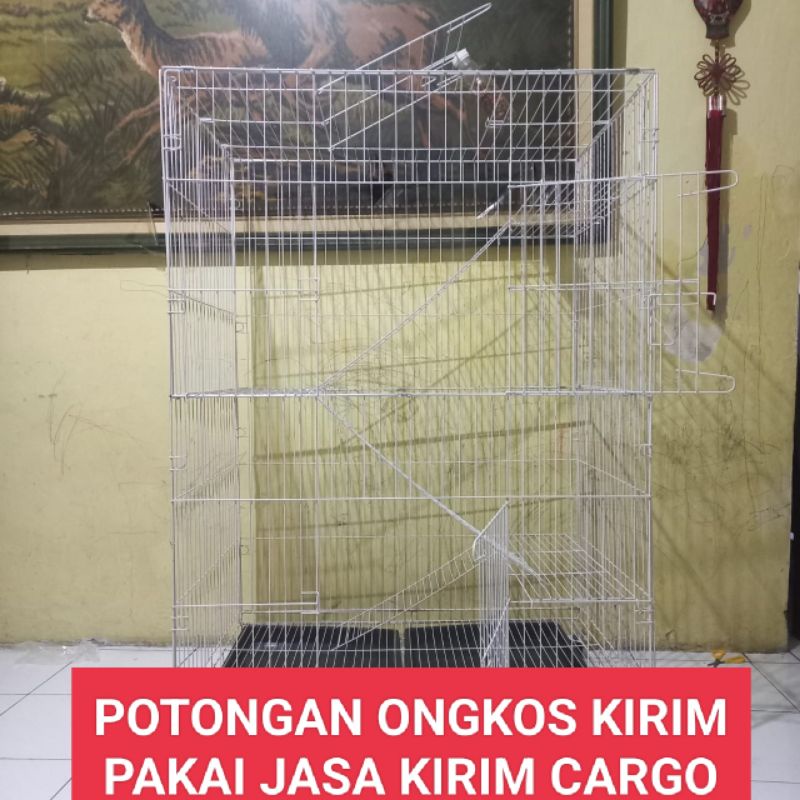 KANDANG KUCING KELINCI ANJING XXXL 130x90x60 CM TINGKAT 4 + RODA