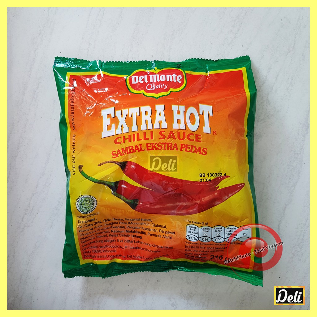 

Sambal Del Monte Extra Hot Chilli Sauce 216gr Sachet Isi 24pcs