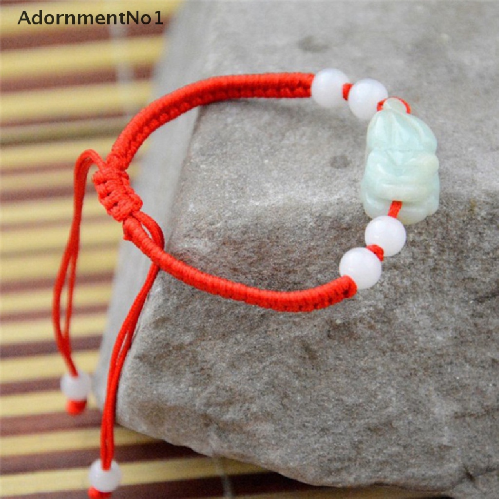 [AdornmentNo1] 1PC Jade Beads Red String Rope Bracelet Good Luck Lucky Success Moral Amulet Hot [new]