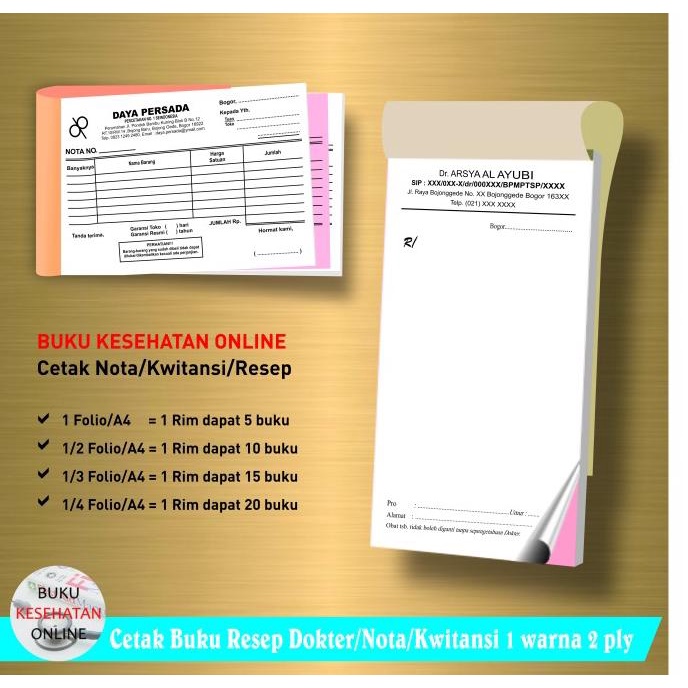 Buku Resep Dokter - Nota - Kwitansi NCR Rangkap 2 ply