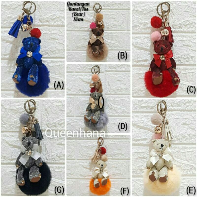 Gantungan Kunci Bulu Gantungan Tas Bulu Pompom