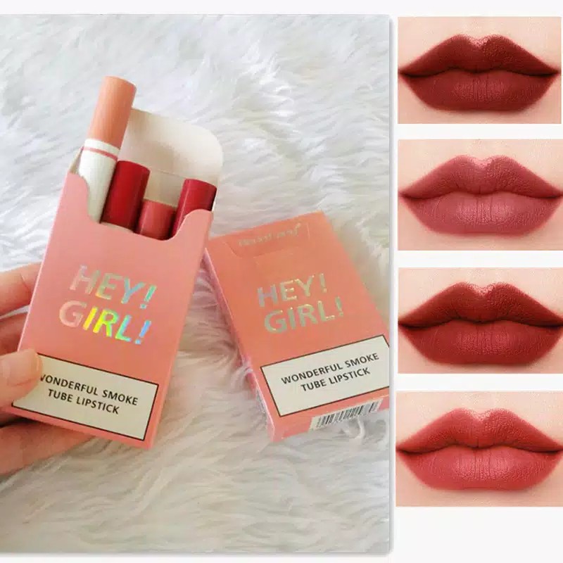 Lipstik Korea Matte Tahan Lama Cepat Kering Tahan Air Isi 4 pcs