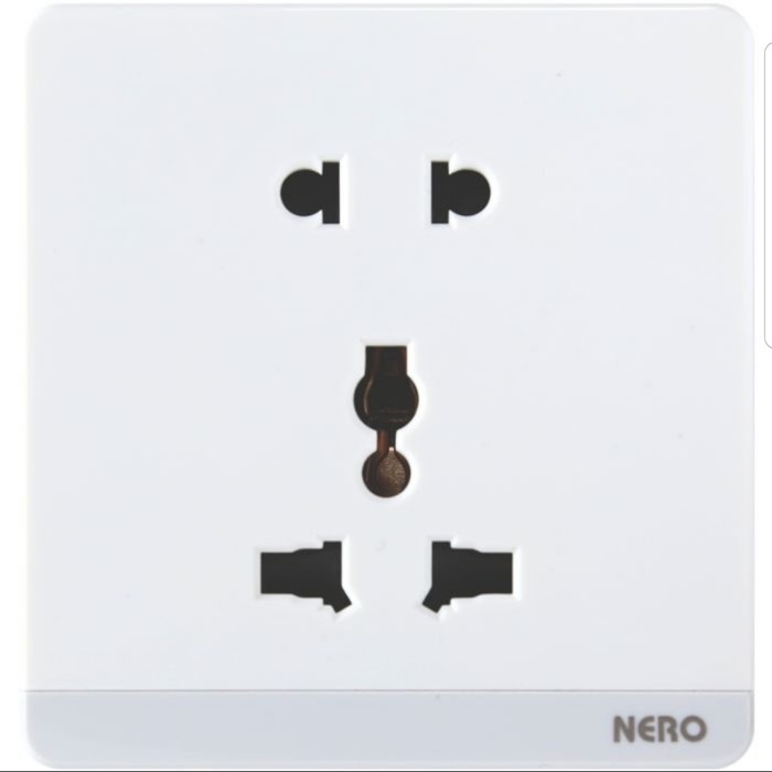 NERO Stop Kontak Universal DECORA White Tanam Stopkontak Internasional Warna Putih Modern