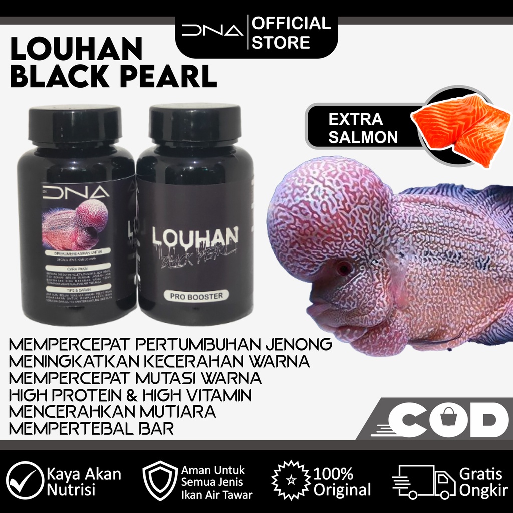 Pelet DNA LOUHAN BLACK PEARL pakan untuk progres jenong lohan mempertajam warna mutiara pada ikan