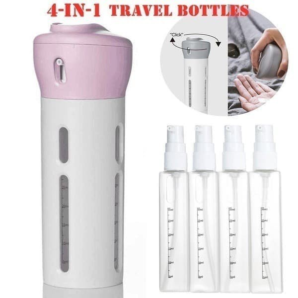 LT- [250GR] Travel Bottle Set 4 in 1 Toiletries Kit Botol Sabun Hand Sanitizer New / 4in1 DISPENSER SABUN / LOTION / SHAMPOO MULTIFUNGSI