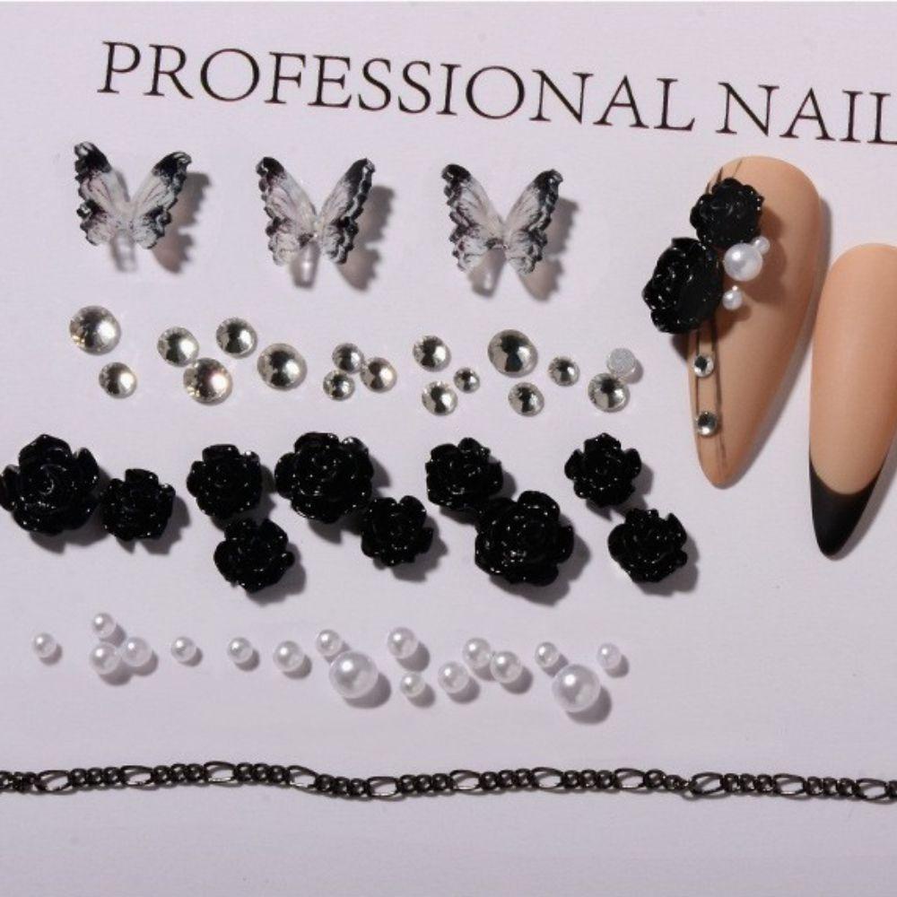 Mxbeauty Paku Charms Kupu-Kupu Rantai Logam Kuku Kecantikan Salon Kuku DIY Bahan Kuku 3D Dekorasi Kuku