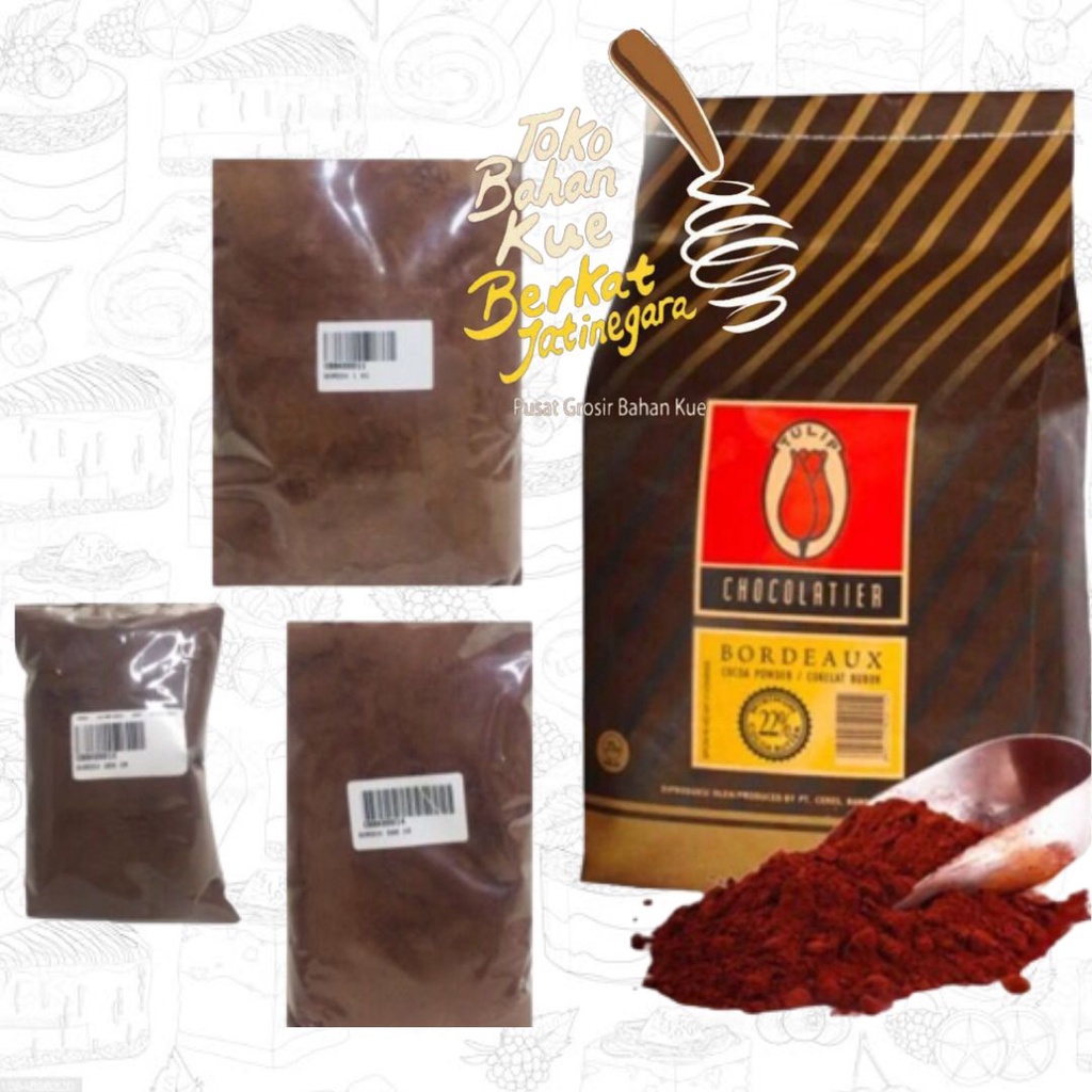 

COKLAT BUBUK TULIP BORDEAUX 250 GR / PURE COCOA POWDER / TULIP BORDOX