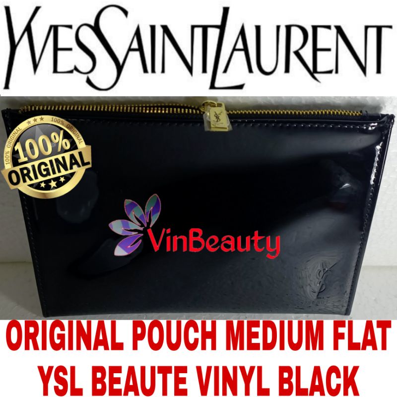 OriginaL Pouch Medium Flat YSL Beaute Vinyl Black Murah