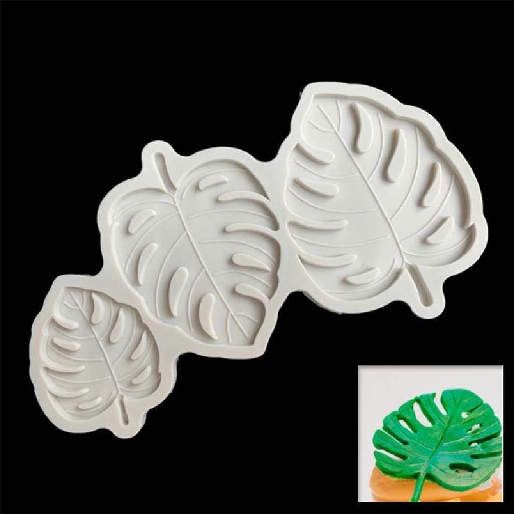 Cetakan Fondant Kue Coklat Bentuk Daun Monstera Bahan Silikon DIY