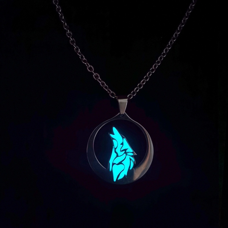 Kalung Liontin Salib Bunga Hati Geometris Bercahaya Bahan stainless steel Untuk Pria Dan Wanita