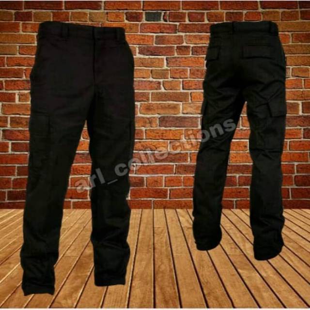 Celana panjang hitam pria wanita/celana PDL lapangan hitam/celana panjang cargo tactical outdoor