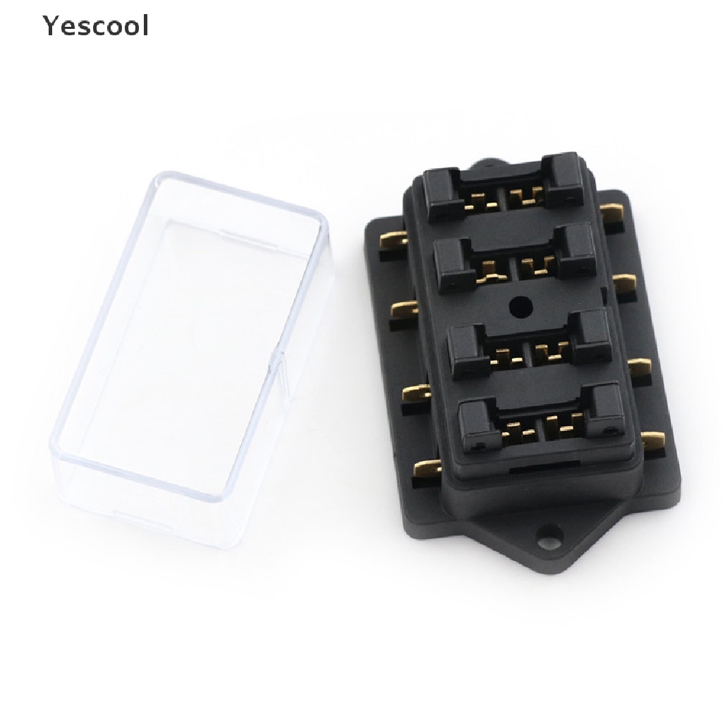 Yescool 4 Way Car Vehicle Circuit Standard ATC Automotive Blade Fuse Box Block Holder .