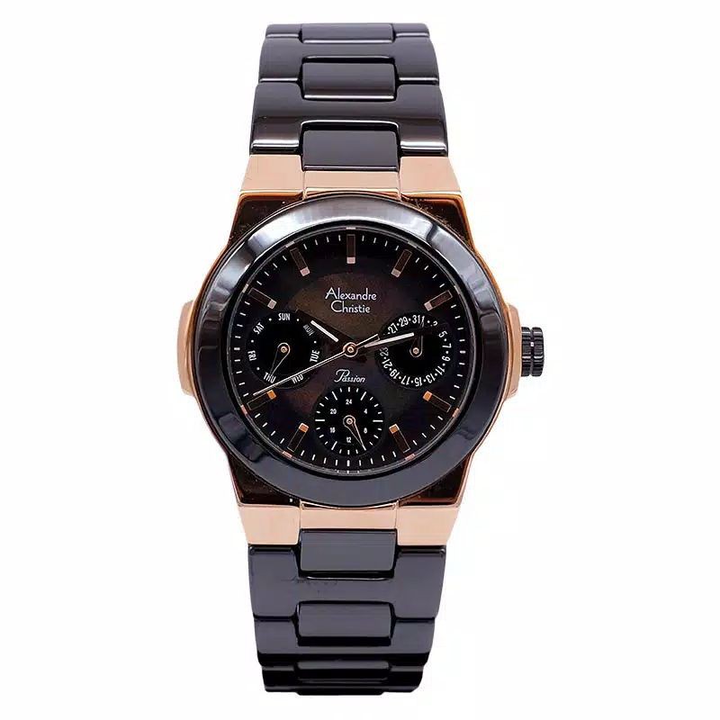 Jam Tangan Alexandre Christie AC 2224 BF tali Keramik Wanita / Cewek Original
