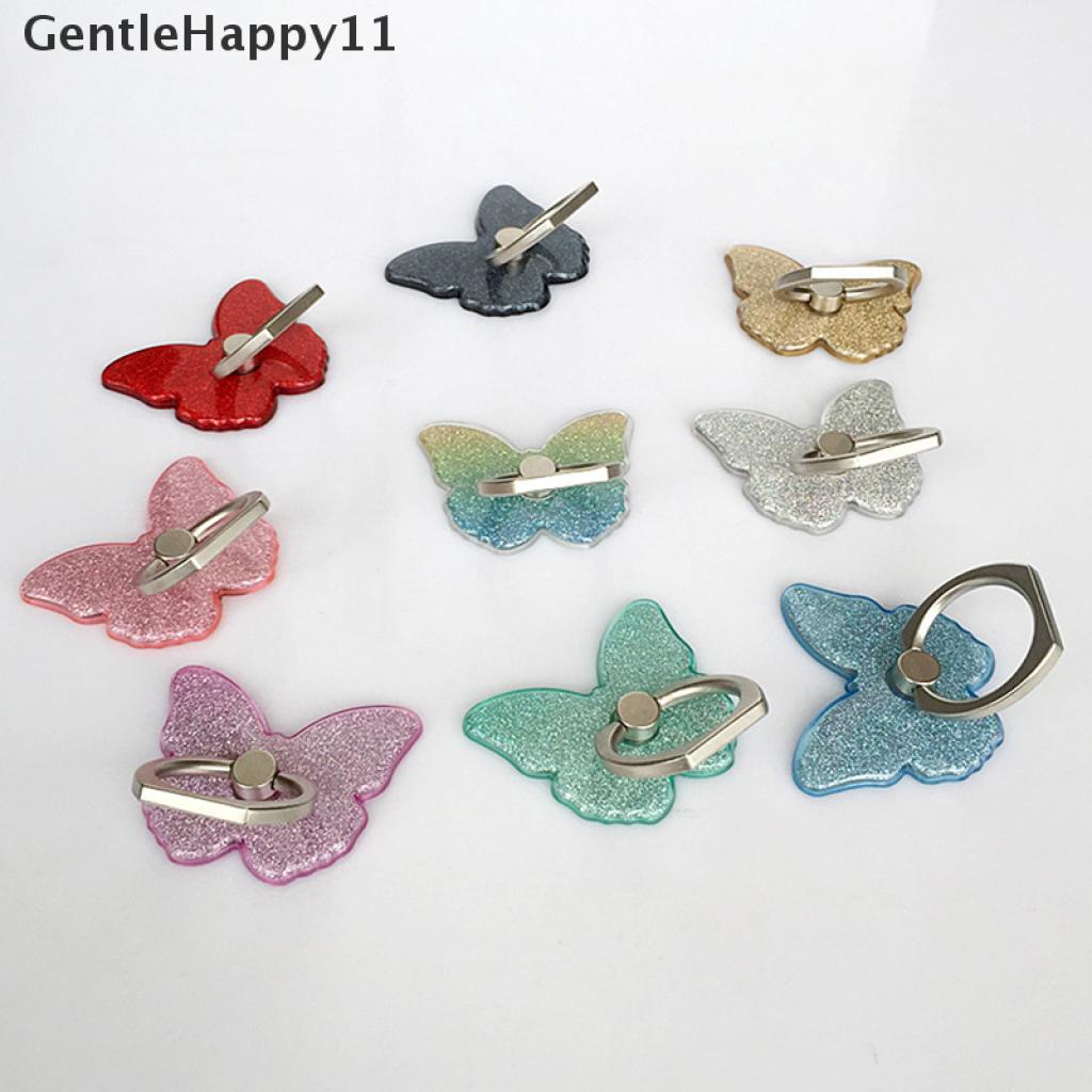 Gentlehappy Phone Ring Stand holder Butterfly Bling Glitter Universal Dudukan 360derajat