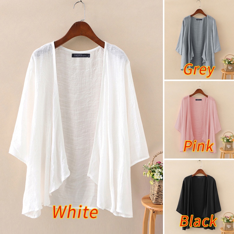 ZANZEA Women Casual Half Sleeve Sheer Beach Loose Cardigans