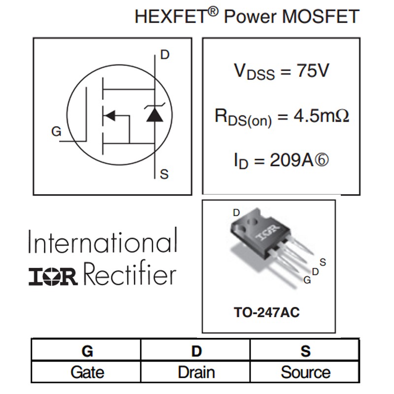 TRANSISTOR IRFP2907 75V 209A TR IRF2907 TR IRFP2907 IRF 2907