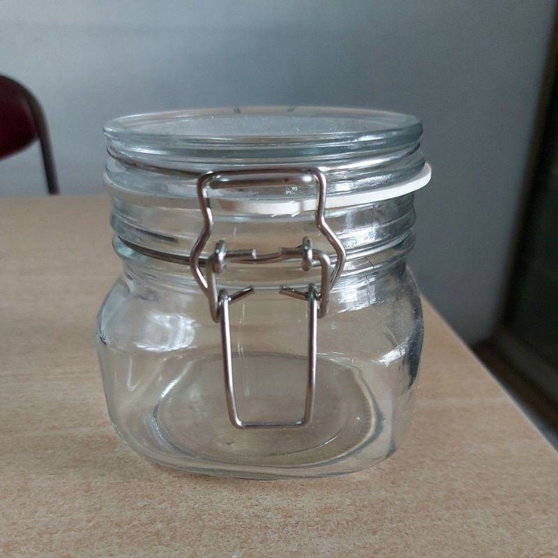 Toples Hermetico 0.5 Liter / Toples Kaca Segi Jepit Tutup Karet