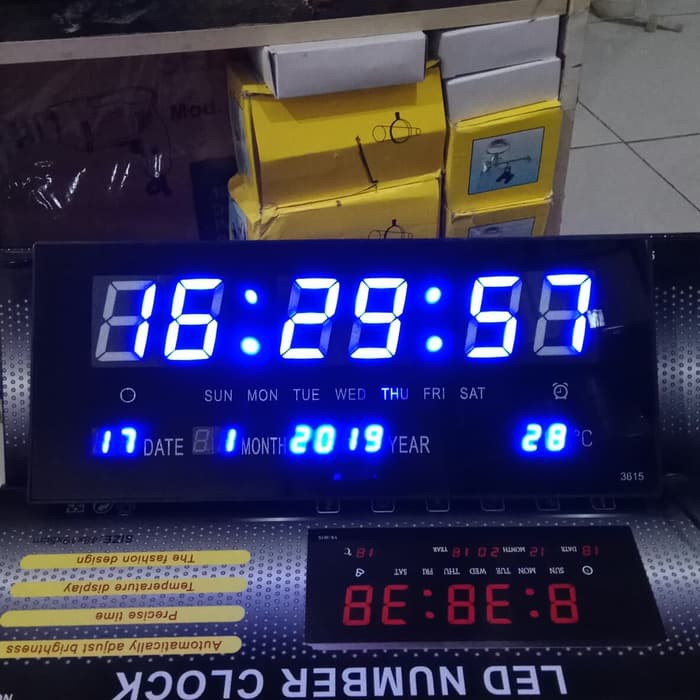 Jam Digital Dinding LED 3615 Biru dan Hijau Termurah