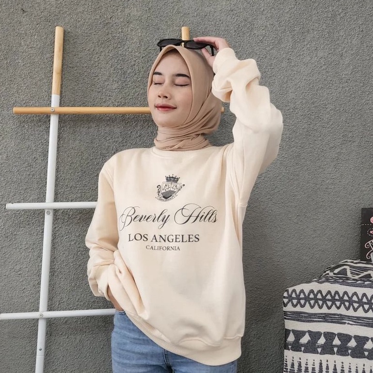 Sweater Wanita Terbaru Motif Beverly Hills Bahan Pleece Korean Style