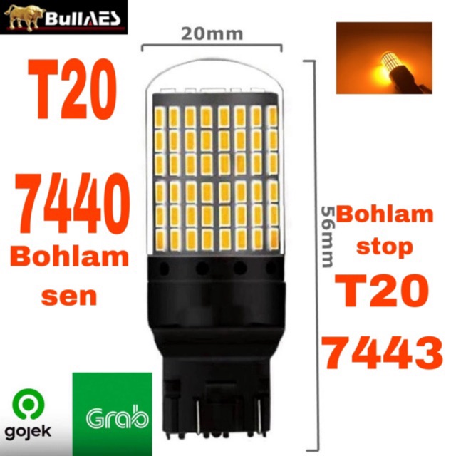 Lampu LED T20 7440 144 LED Superbright Bullaes Nonflash