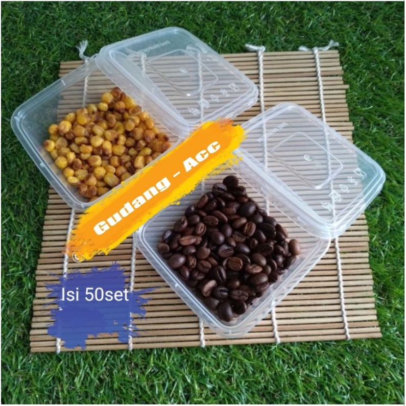 ISI 50 SET Thinwall DM Persegi Mini 250 ml - Wadah Plastik Square - FOOD CONTAINER SEGI EMPAT