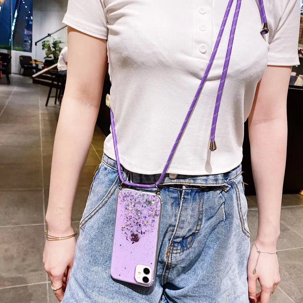 GL Case Glitter Bling Dengan Lanyard Untuk OPPO A91 RENO3 RENO4 a3s a5s a5/a9 a52/a92 a1k f1s c1 A54g A74g
