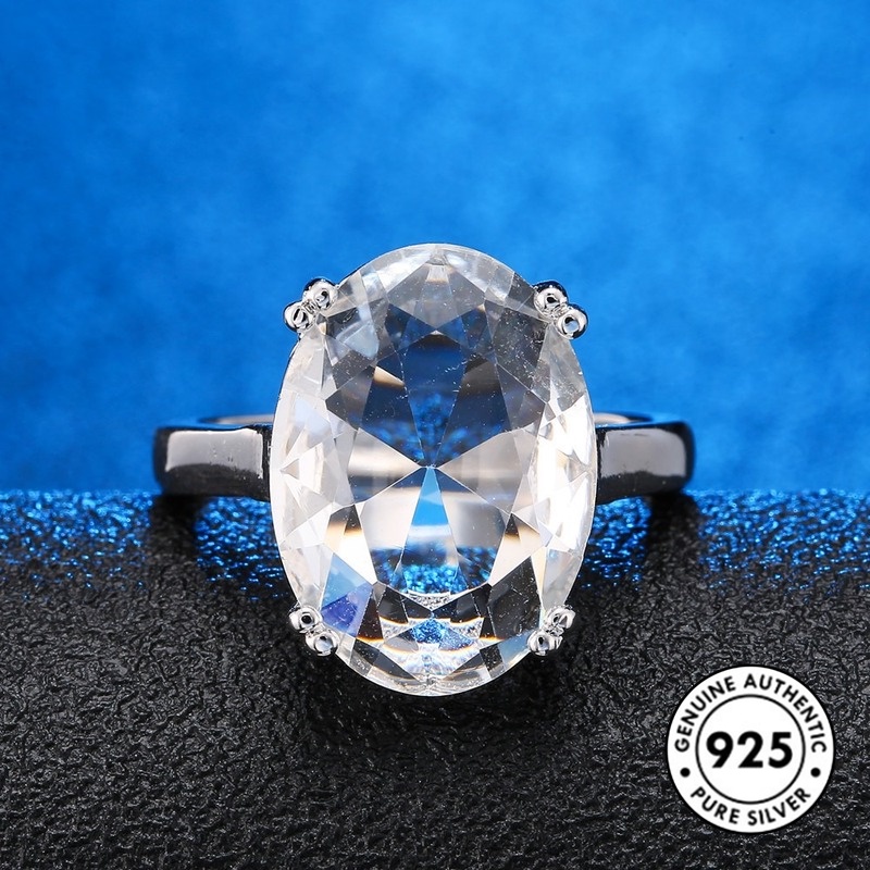 Cincin Sterling Silver 925 Dengan Topaz Biru Laut Untuk Wanita