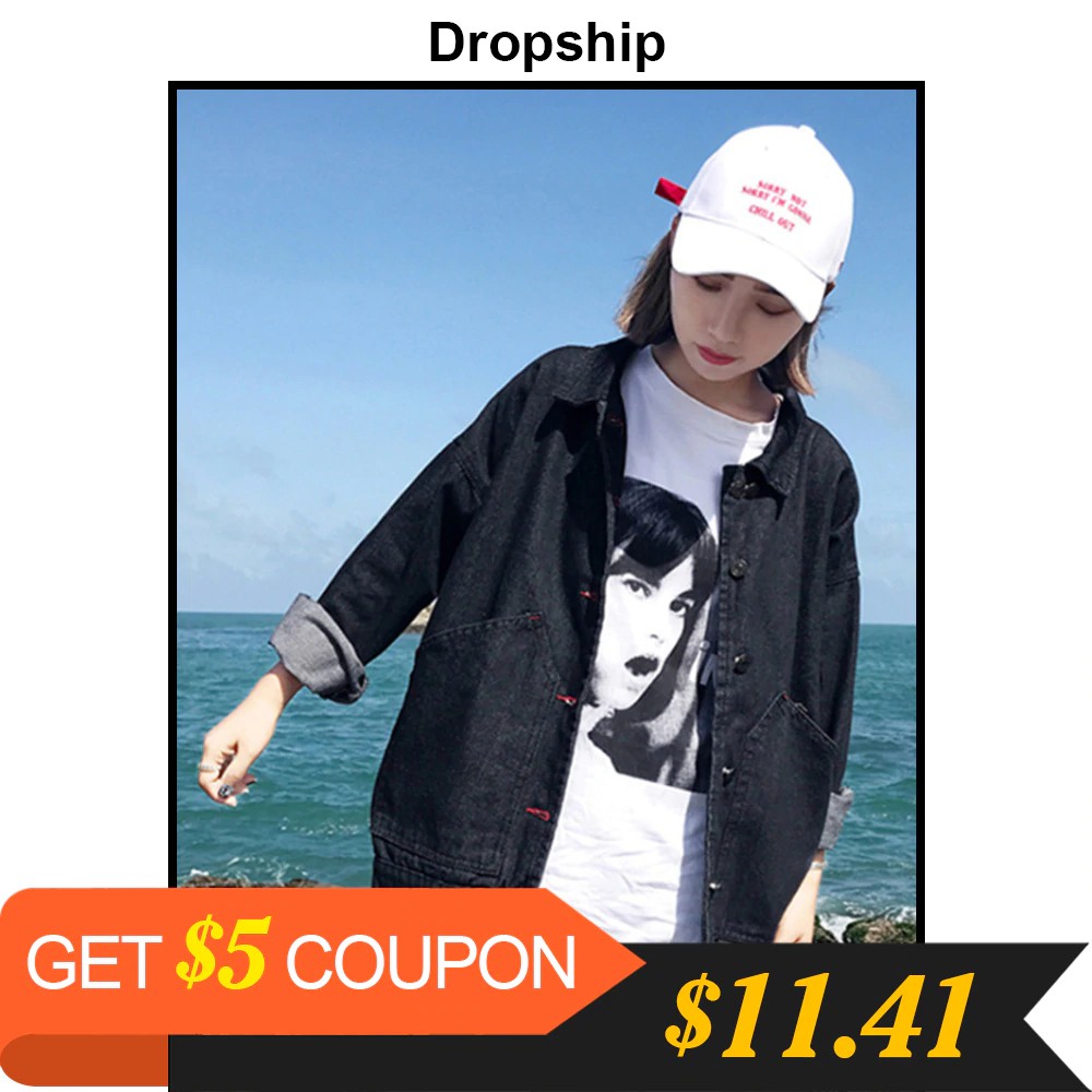 INDORETAIL | Pakaian Wanita | Outerwear | Jaket Dropship Mantel Wanita Denim Jaket Mantel