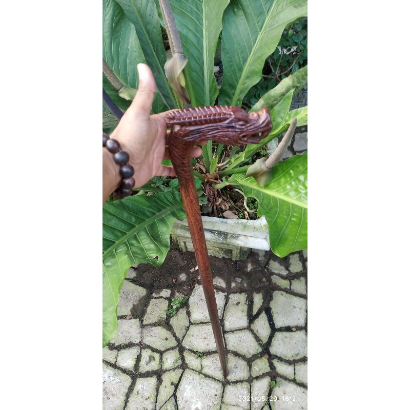 tongkat jalan kayu galih asem ukir naga