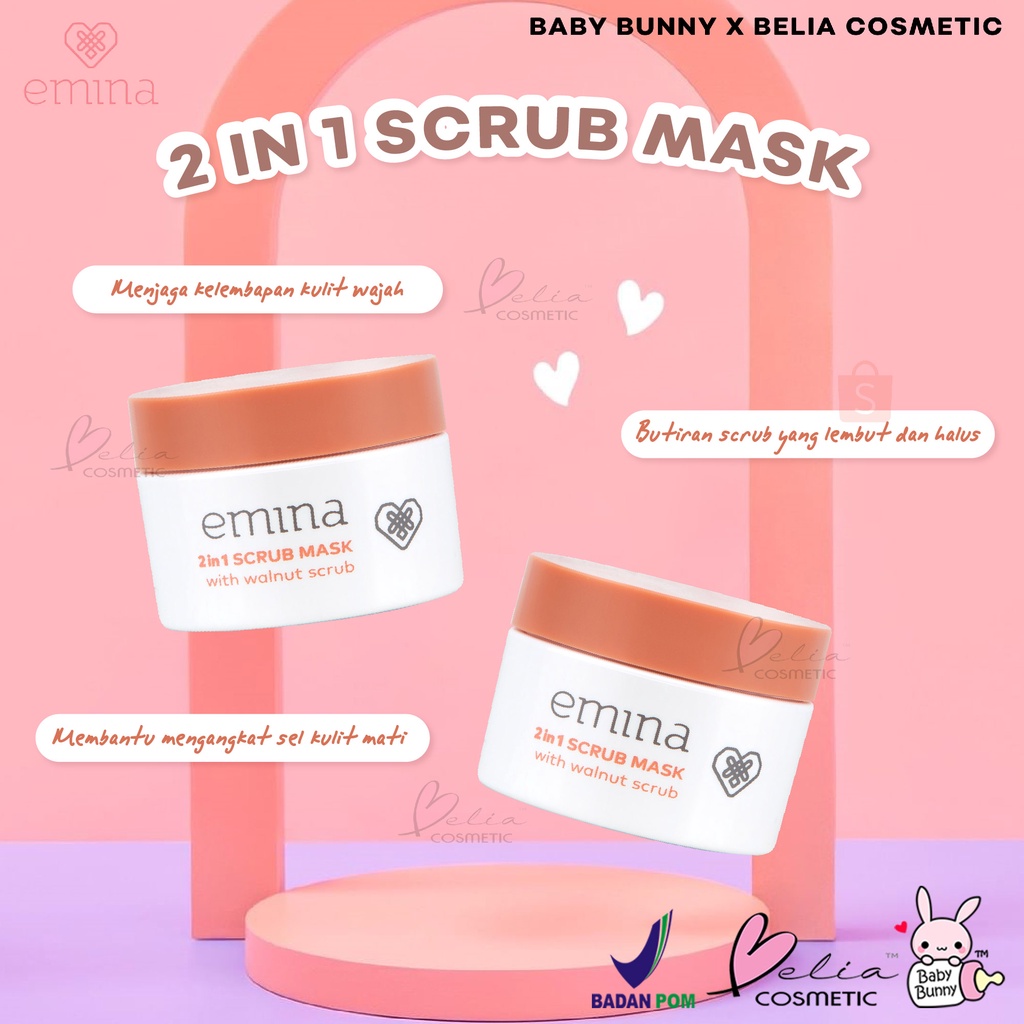 ❤ BELIA ❤ EMINA Scrub Mask 2 in 1 with Walnut Scrub 50mL | masker bilas emina