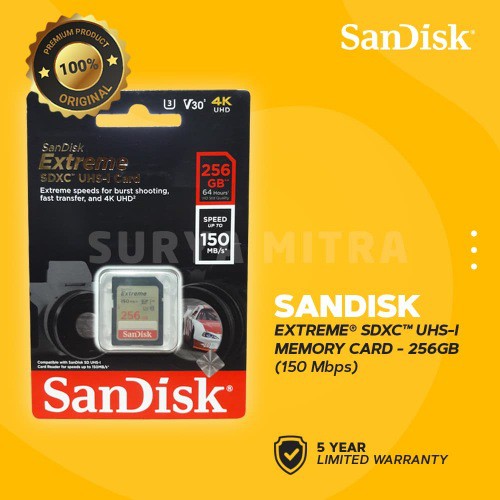 Sandisk SDHC / SDXC Extreme 256GB 150 MB/s