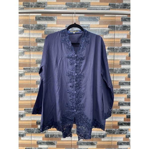 preloved - kebaya benang raja bordir navy