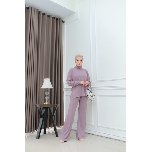 Ghaliya Set (oneset wanita setela atasan dan kulot knit murah nyaman premium)-1