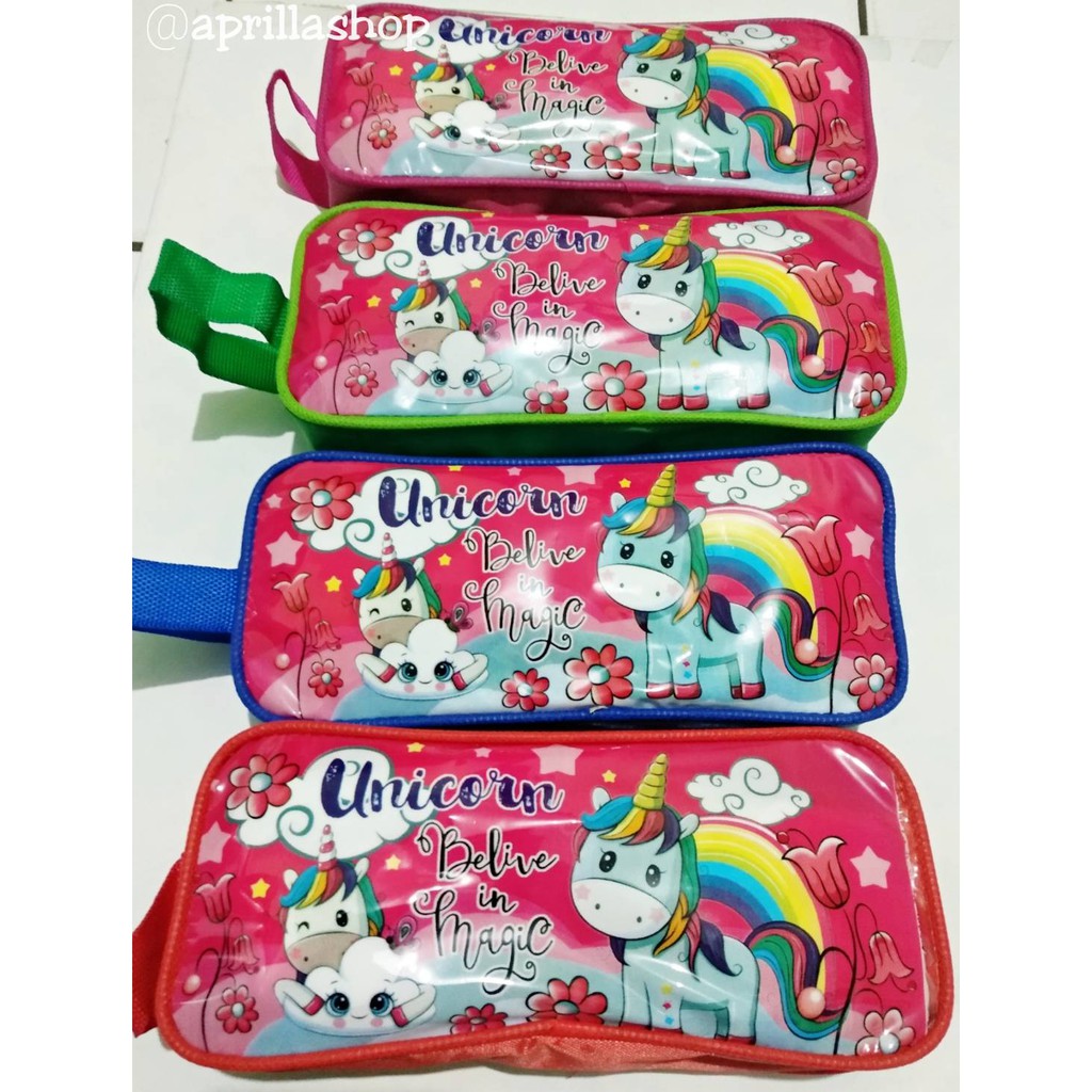 Tempat Pensil Karakter Kain Murah / kostak pensil lucu-Unicorn